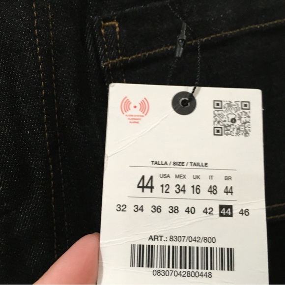 ZARA Jeans The Patch Pocket Wide Leg Denim Rinse Black 8307/042 Women 12 New - Picture 10 of 13